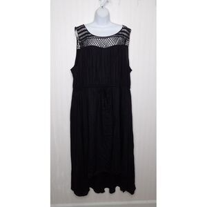 Swimsuits For All Maxi Hi Low Dress Cover Up Black Cutout Top Beach Size 22 24